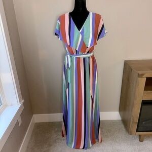 Vici striped long maxi dress size large